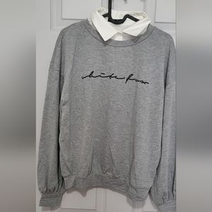 Grey and white dress sweater